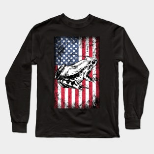 Patriotic Frog American Flag Long Sleeve T-Shirt